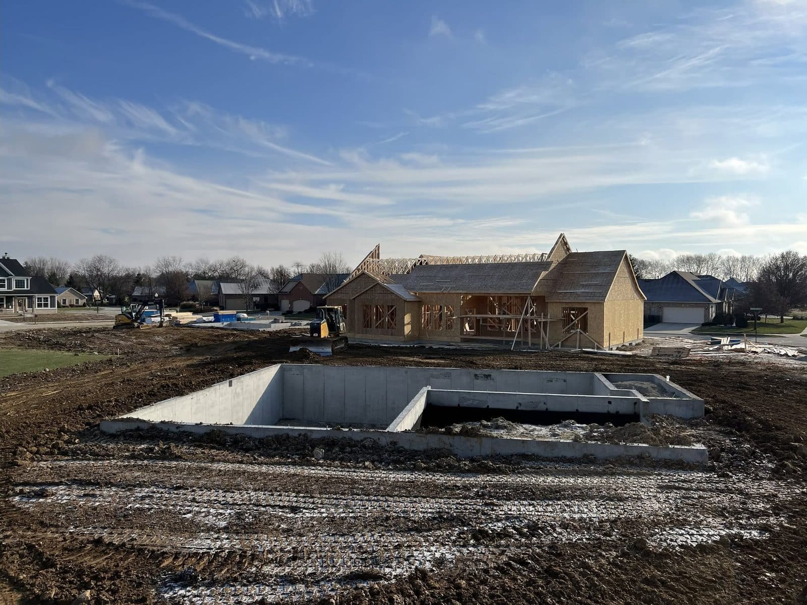 Poured footings ready for construction